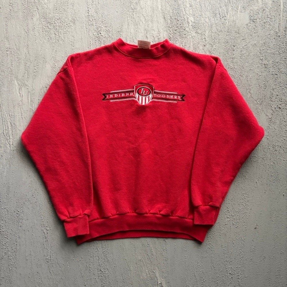 Vintage Indiana Hoosiers Sweatshirt Large Red 1990s NCAA Embroidered